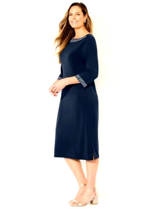 Catherines Dresses & Skirts - Catherines Women's Plus Shift Dress Stud Accents Boatneck 3/4 Sleeve - 2X  New